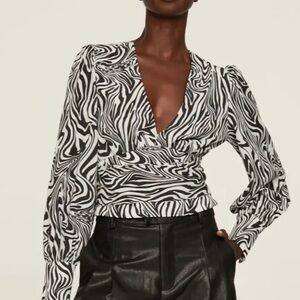 Zebra Print V-Neck Women's Top